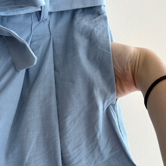 Good Luck Gem Paperbag High Waist Belted Shorts, Dusty Blue, Size Medium - Picture 11 of 16